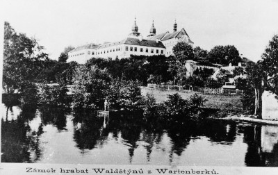 Třebíčský zámek od řeky, 1922, Muzeum Vysočiny Třebíč