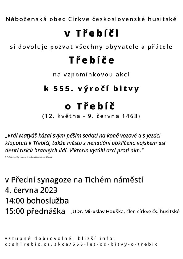 Vzpomínková akce k 555. výročí bitvy o Třebíč